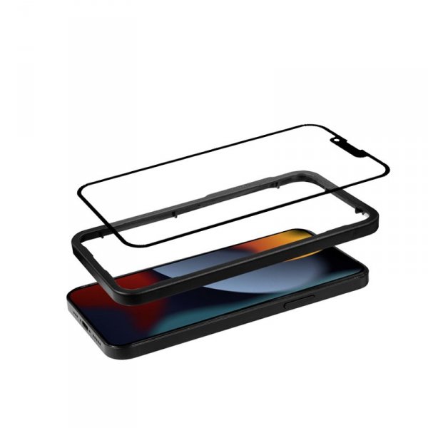 Crong Anti-Bacterial 3D Armour Glass – Szkło hartowane 9H na cały ekran iPhone 16e / iPhone 14 / iPhone 13 / iPhone 13 Pro + ram