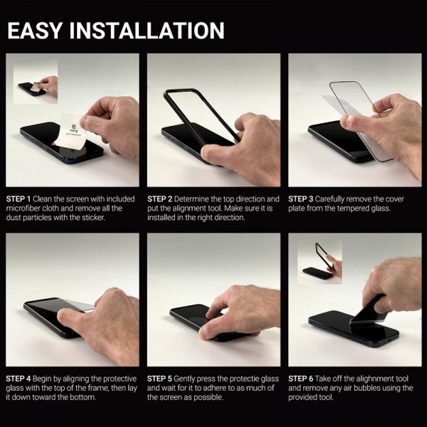 Crong Anti-Bacterial 3D Armour Glass – Szkło hartowane 9H na cały ekran iPhone 16e / iPhone 14 / iPhone 13 / iPhone 13 Pro + ram