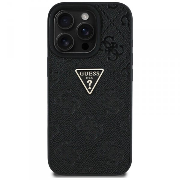 Guess Hot Stamp 4G Pattern Triangle Metal Logo - Etui do iPhone 16 Pro Max (czarny)