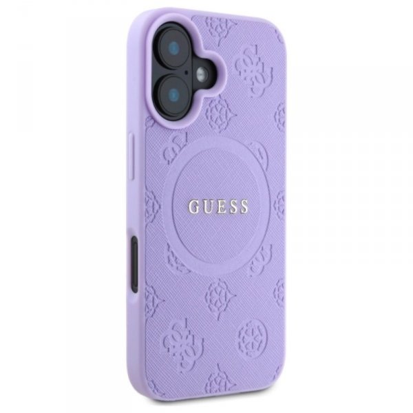 Guess Saffiano Peony Classic Logo MagSafe - Etui iPhone 16 (fioletowy)