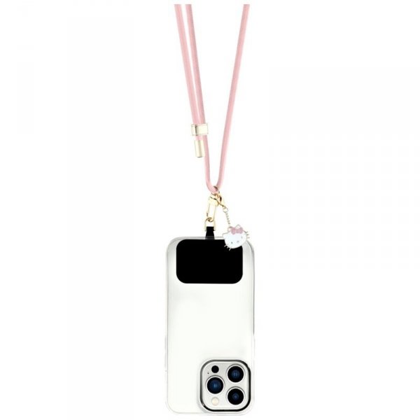 Hello Kitty Patch & Kitty Head Charm - Uniwersalny pasek / smyczka do telefonu (różowy)