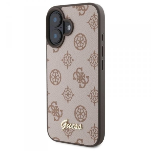 Guess Peony Script MagSafe - Etui iPhone 16 (brązowy)