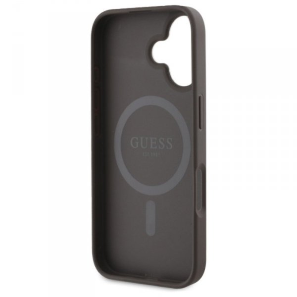 Guess Peony Script MagSafe - Etui iPhone 16 (brązowy)