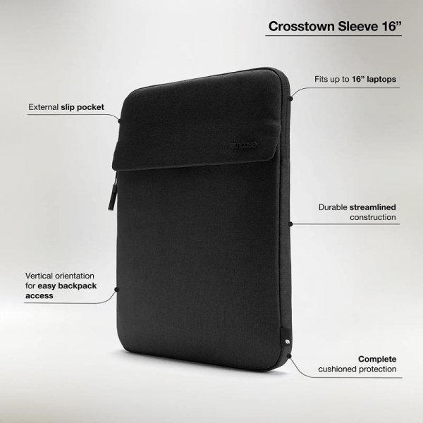 Incase Crosstown Sleeve with Woolenex - Pokrowiec z kieszenią MacBook Pro 16&quot; (M4/M3/M2/M1/2024-2021) (Black)