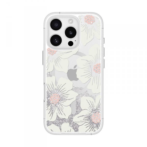 Kate Spade New York Liquid Glitter MagSafe - Etui iPhone 16 Pro (Hollyhock Floral)