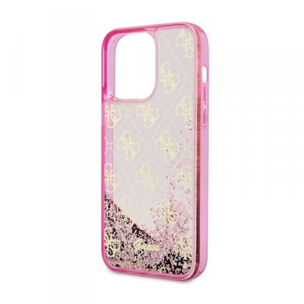 Guess Liquid Glitter Transculent 4G - Etui iPhone 14 Pro Max (Różowy)