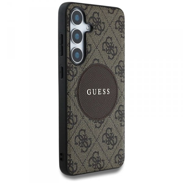 Guess 4G Round Patch Classic Logo MagSafe - Etui do Samsung Galaxy S25 (brązowy)