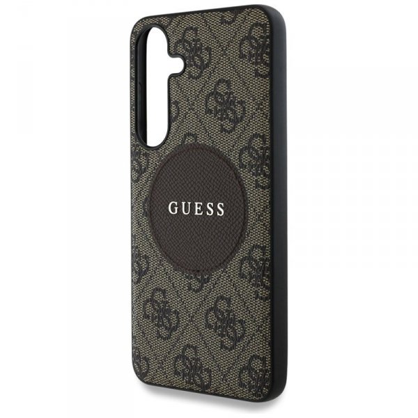 Guess 4G Round Patch Classic Logo MagSafe - Etui do Samsung Galaxy S25 (brązowy)
