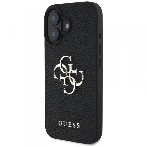 Guess Grained Big 4G Logo Small Classic Logo - Etui do iPhone 16 (czarny)