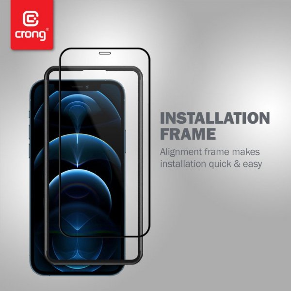 Crong Anti-Bacterial 3D Armour Glass – Szkło hartowane 9H na cały ekran iPhone 12 Pro Max + ramka instalacyjna