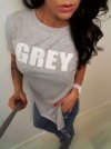 Wyprzedaż S: SZARY T-shirt damski nadruk GREY  L-116