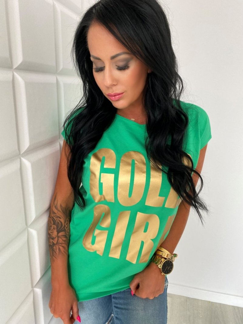 T-shirt ze złotym nadrukiem GOLD GIRL L-106