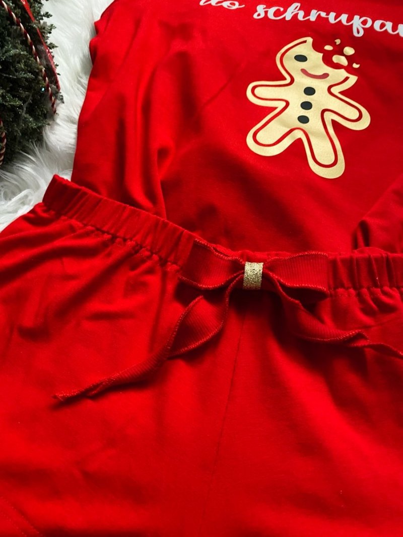 Piżamka świąteczna komplet spodenki + koszulka nadruk do schrupania, ciastek świąteczny K-06