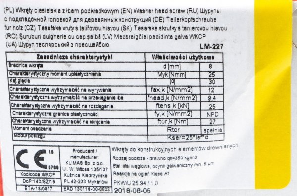 Wkręty ciesielskie talerzowe TX 8x120 drewna 50szt