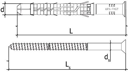Kołki ramowe rozporowe 8x120 KLUCZ+TX torx 50szt