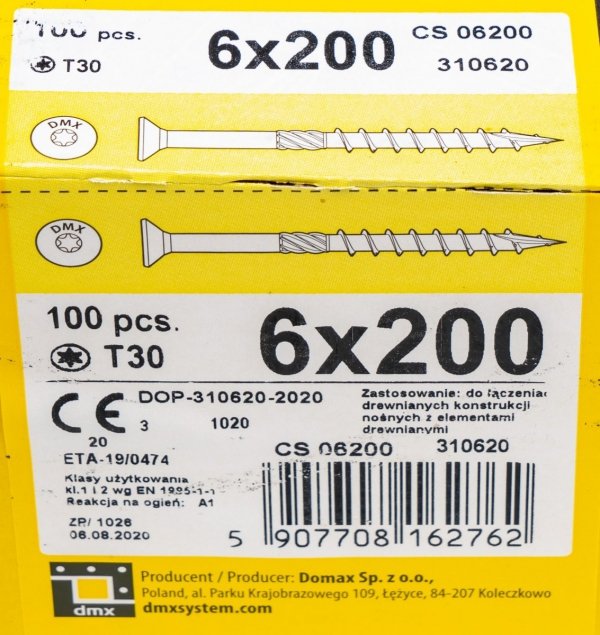 Wkręty ciesielskie TX 6x200 do drewna osb 100szt
