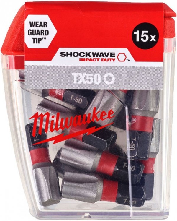 15x Milwaukee Bit Shockwave CD TX50 25mm IMPACT DUTY