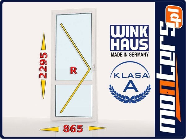 Drzwi balkonowe PCV 865x2295 rozwierne lewe białe