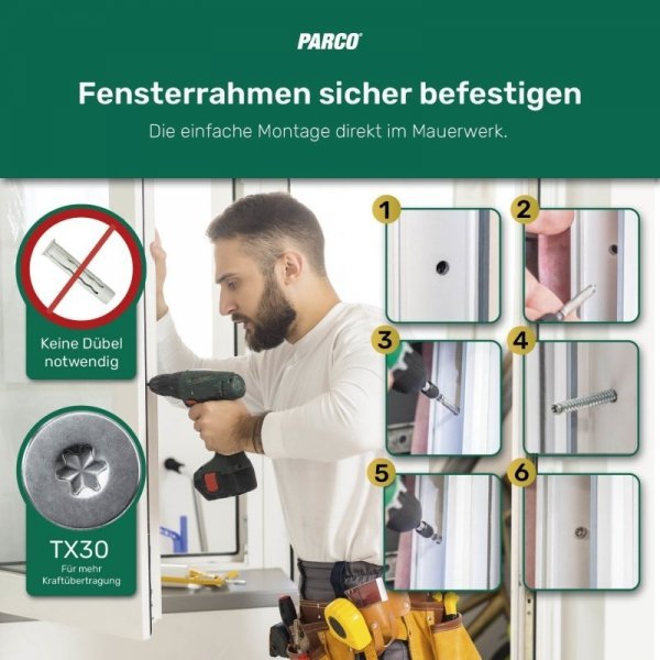Wkręt soczewkowy 7,5x152 TX30 okien drzwi 100szt