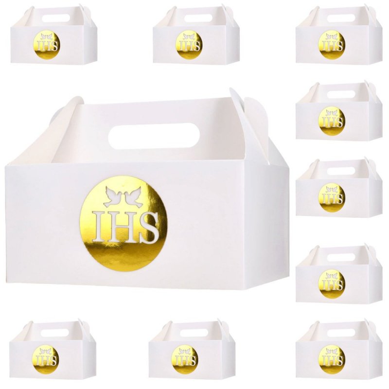 Pudełko Na Ciasto 10szt Białe Hostia Pełna IHS [ 5 opakowań ]