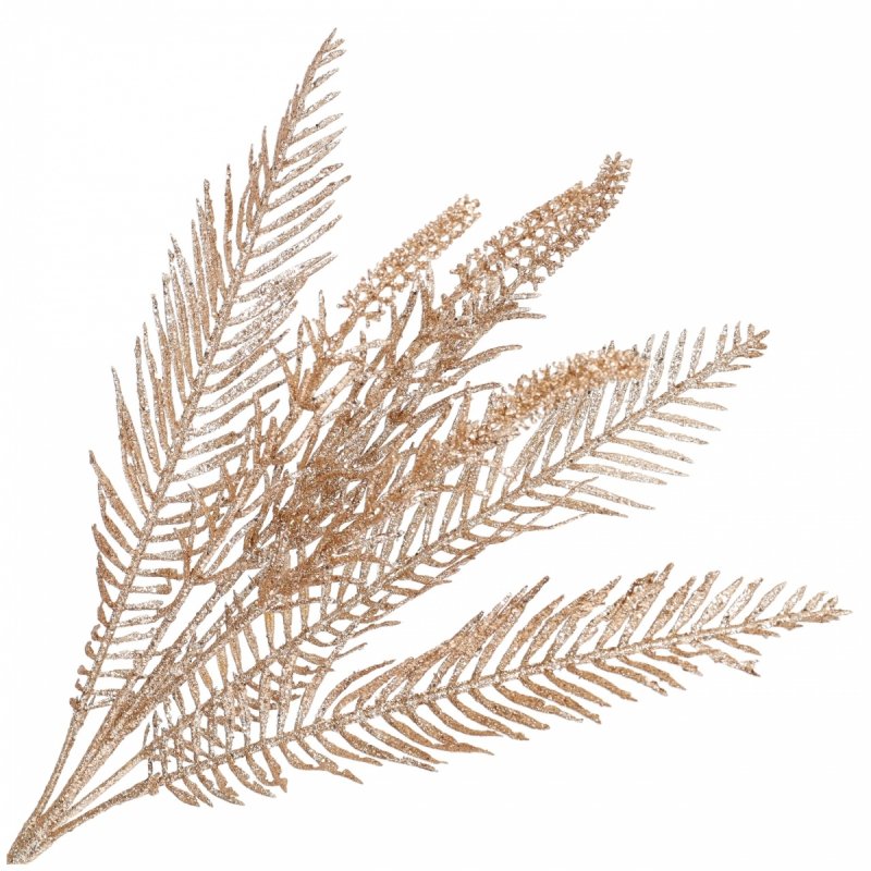 Gałązka Brokatowa Palma Różowe Złoto 75cm KR1616 [6szt]