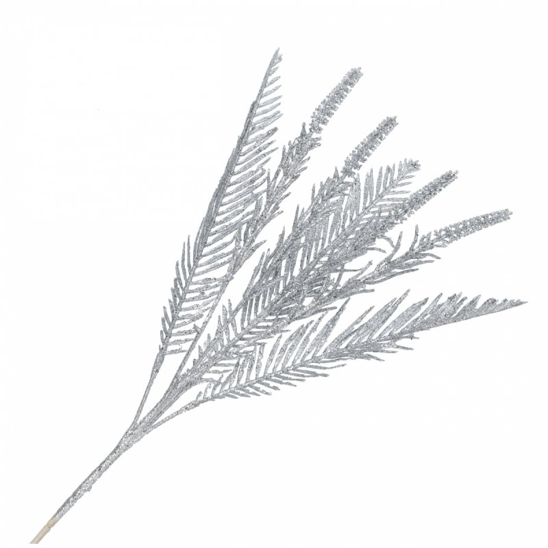 Gałązka Brokat Palma Srebrna 75cm KR1616 [6szt]