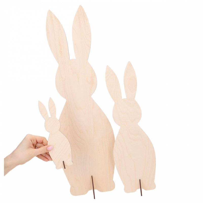 Figurki Stojące Zające Sklejka 3 rozmiary [15kompletów]