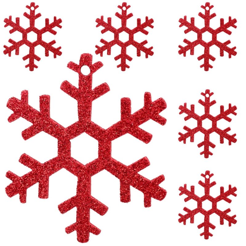 Zestaw Śnieżynek 6szt Pianka Brokatowa Czerwień [10kompletów]