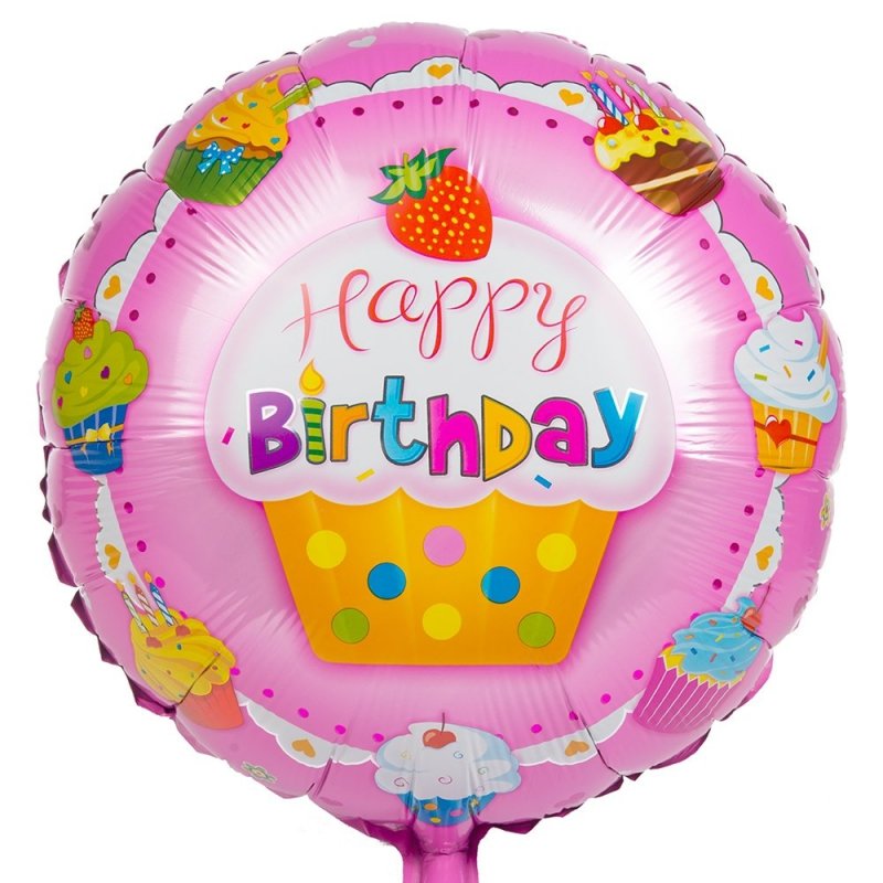 Balon Foliowy Happy Birthday Różowy [ 5 Sztuk ]