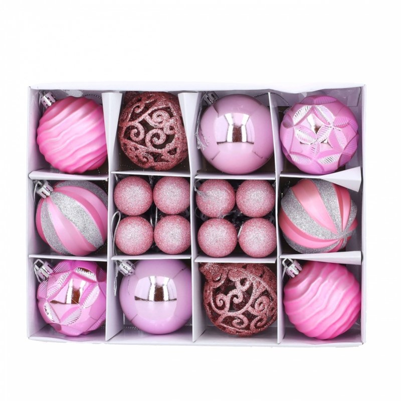 Bombki 26szt 6cm Róż Mix Wzorów KR1208B [3op]