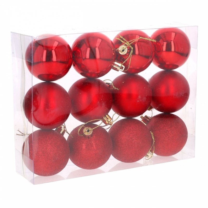 Bombki 12szt 5cm Czerwone KR1201D [35op]