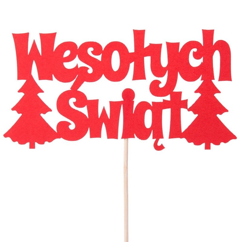 Topper Wesołych Świąt Choinki Czerwień [ 200 Sztuk ]