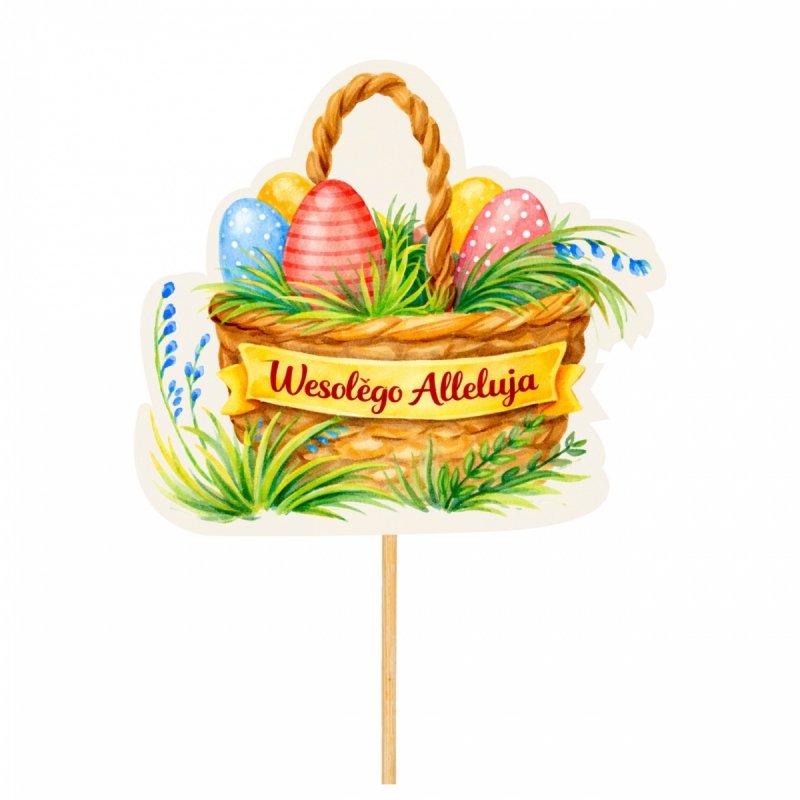 Topper Napis Wesołego Alleluja Koszyczek [20szt]