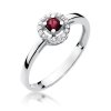 Pierścionek złoty 585 z brylantami 0,08ct rubinem 0,15ct W-238