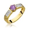 Pierścionek złoty 585 z brylantami 0,08ct ametystem 0,50ct W-75