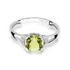 Pierścionek złoty 585 z brylantami 0,01ct oliwinem 1,00ct W-40
