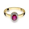 Pierścionek złoty 585 z brylantami 0,08ct rubinem 0,60ct W-330
