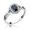 Pierścionek złoty 585 z brylantami 0,12ct szafirem 0,70ct W-182