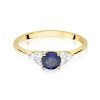 Pierścionek złoty 585 z brylantami 0,18ct szafirem 0,50ct W-451