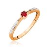 Pierścionek złoty 585 z brylantami 0,01ct rubinem 0,15ct BC-027