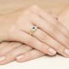 Pierścionek złoty 585 z brylantami 0,14ct szafirem 0,20ct W-271