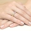 Pierścionek złoty 585 z brylantami 0,08ct ametystem 0,50ct W-75
