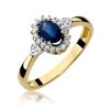 Pierścionek złoty 585 z brylantami 0,10ct szafirem 0,70ct W-312
