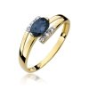 Pierścionek złoty 585 z brylantami 0,05ct szafirem 0,70ct W-119