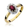 Pierścionek złoty 585 z brylantami 0,07ct rubinem 0,60ct W-304