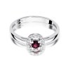 Pierścionek złoty 585 z brylantami 0,08ct rubinem 0,15ct W-238