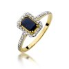 Pierścionek złoty 585 z brylantami 0,19ct szafirem 0,60ct W-403