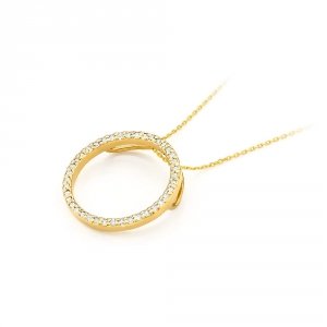 Zawieszka złota 585 z brylantami 0,20ct kółko ring