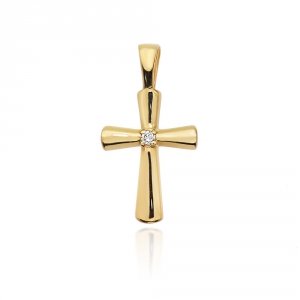 Zawieszka złota 585 krzyżyk z brylantami 0,0145ct K-3