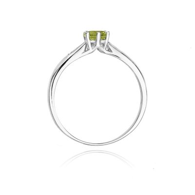 Pierścionek złoty 585 z brylantami 0,01ct oliwinem 0,60ct W-74